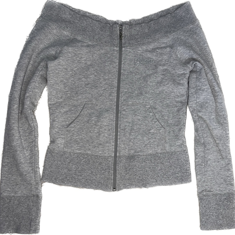 Sold Guess Off-Shoulder Zip Up Jacket